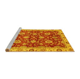 Sideview of Machine Washable Oriental Yellow Traditional Rug, wshabs736yw