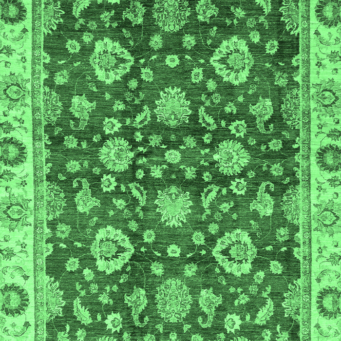Machine Washable Oriental Emerald Green Traditional Area Rugs, wshabs736emgrn