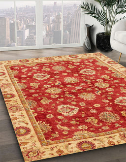 Machine Washable Abstract Orange Rug in a Family Room, wshabs736