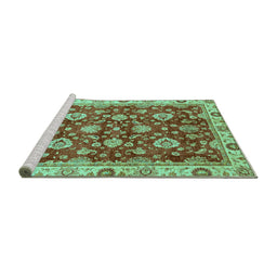 Sideview of Machine Washable Oriental Turquoise Traditional Area Rugs, wshabs736turq
