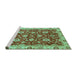 Sideview of Machine Washable Oriental Turquoise Traditional Area Rugs, wshabs736turq