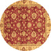 Round Machine Washable Oriental Brown Traditional Rug, wshabs736brn