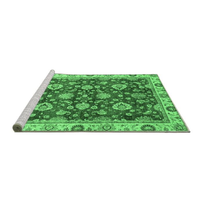 Sideview of Machine Washable Oriental Emerald Green Traditional Area Rugs, wshabs736emgrn