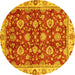 Round Machine Washable Oriental Yellow Traditional Rug, wshabs736yw