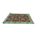 Sideview of Machine Washable Oriental Light Blue Traditional Rug, wshabs736lblu