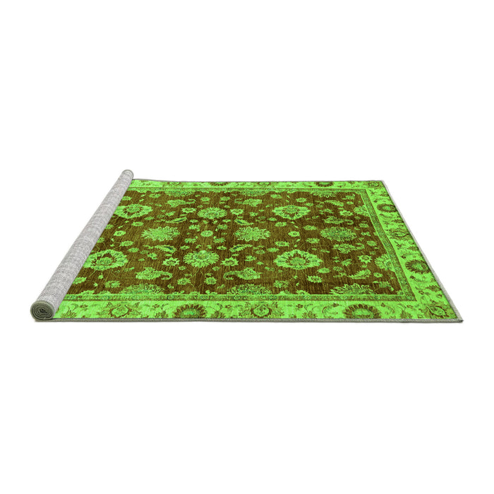 Sideview of Machine Washable Oriental Green Traditional Area Rugs, wshabs736grn