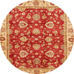 Round Abstract Orange Oriental Rug, abs736