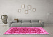 Machine Washable Oriental Pink Traditional Rug in a Living Room, wshabs736pnk