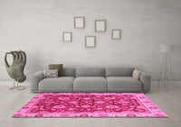 Machine Washable Oriental Pink Traditional Rug, wshabs736pnk