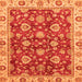 Square Machine Washable Oriental Orange Traditional Area Rugs, wshabs736org