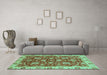 Machine Washable Oriental Turquoise Traditional Area Rugs in a Living Room,, wshabs736turq