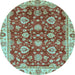 Round Oriental Light Blue Traditional Rug, abs736lblu