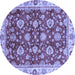 Round Oriental Blue Traditional Rug, abs736blu