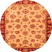 Round Oriental Orange Traditional Rug, abs737org