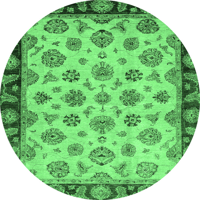 Round Oriental Emerald Green Traditional Rug, abs737emgrn