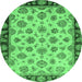 Round Oriental Emerald Green Traditional Rug, abs737emgrn