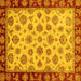 Square Oriental Yellow Traditional Rug, abs737yw