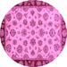 Round Oriental Purple Traditional Rug, abs737pur