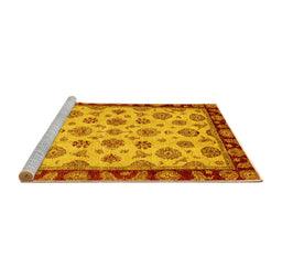 Sideview of Machine Washable Oriental Yellow Traditional Rug, wshabs737yw