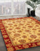 Abstract Orange Red Oriental Rug in Family Room, abs737