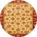 Round Machine Washable Abstract Orange Red Rug, wshabs737