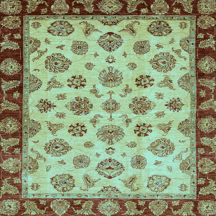 Square Machine Washable Oriental Light Blue Traditional Rug, wshabs737lblu