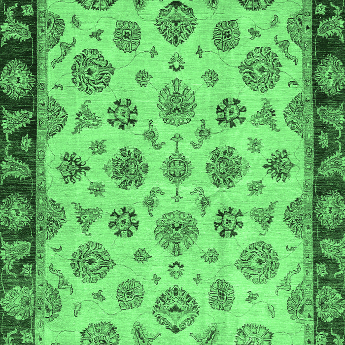 Machine Washable Oriental Emerald Green Traditional Area Rugs, wshabs737emgrn