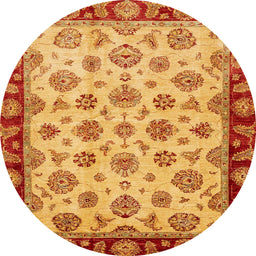 Round Abstract Orange Red Oriental Rug, abs737