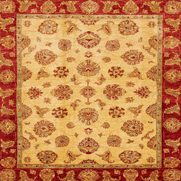 Square Abstract Orange Red Oriental Rug, abs737