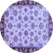 Round Oriental Blue Traditional Rug, abs737blu