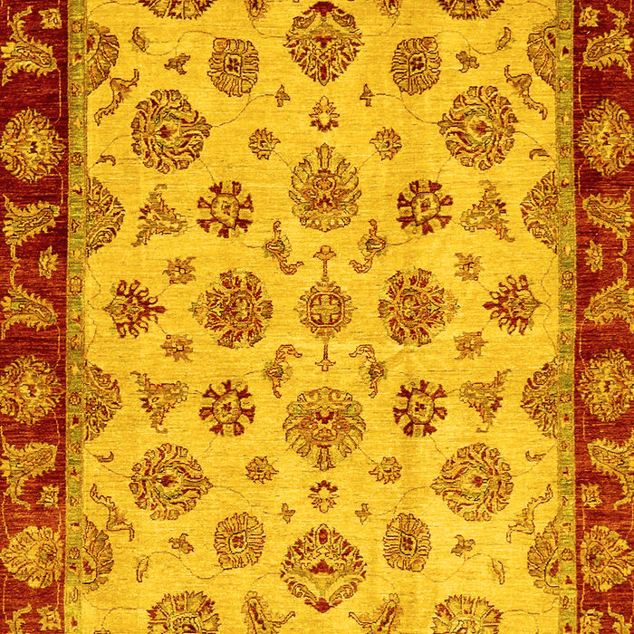 Machine Washable Oriental Yellow Traditional Rug, wshabs737yw