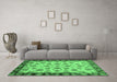 Machine Washable Oriental Emerald Green Traditional Area Rugs in a Living Room,, wshabs737emgrn