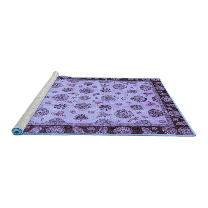 Sideview of Machine Washable Oriental Blue Traditional Rug, wshabs737blu