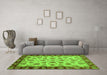 Machine Washable Oriental Green Traditional Area Rugs in a Living Room,, wshabs737grn