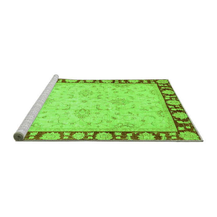 Sideview of Machine Washable Oriental Green Traditional Area Rugs, wshabs738grn