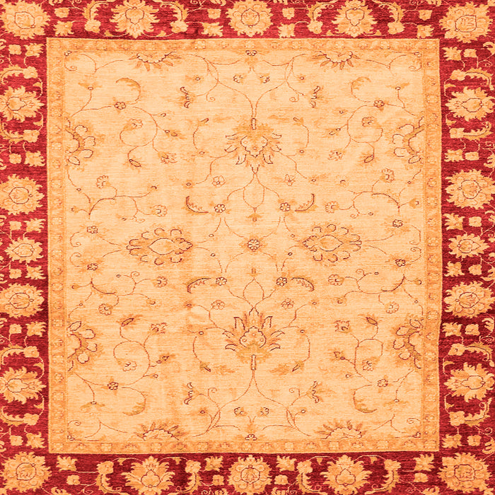 Square Machine Washable Oriental Orange Traditional Area Rugs, wshabs738org