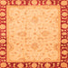 Square Machine Washable Oriental Orange Traditional Area Rugs, wshabs738org