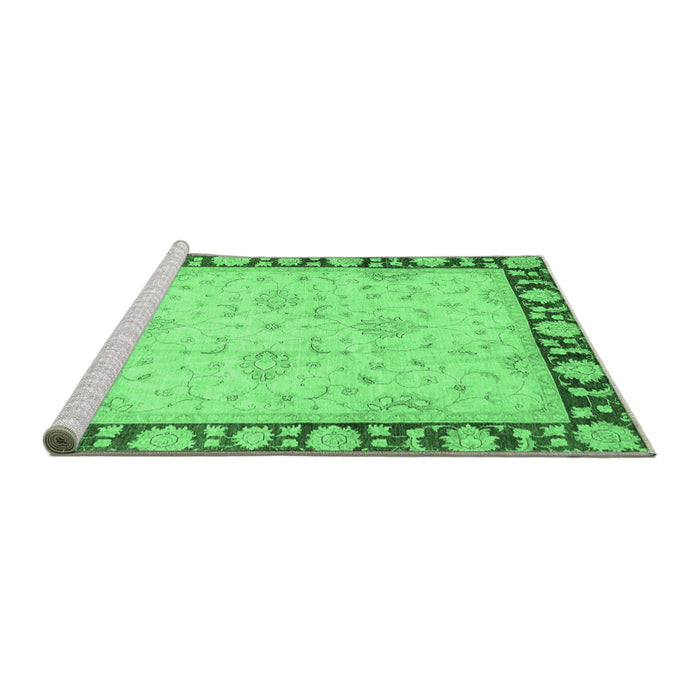 Sideview of Machine Washable Oriental Emerald Green Traditional Area Rugs, wshabs738emgrn