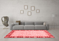 Machine Washable Oriental Red Traditional Rug, wshabs738red