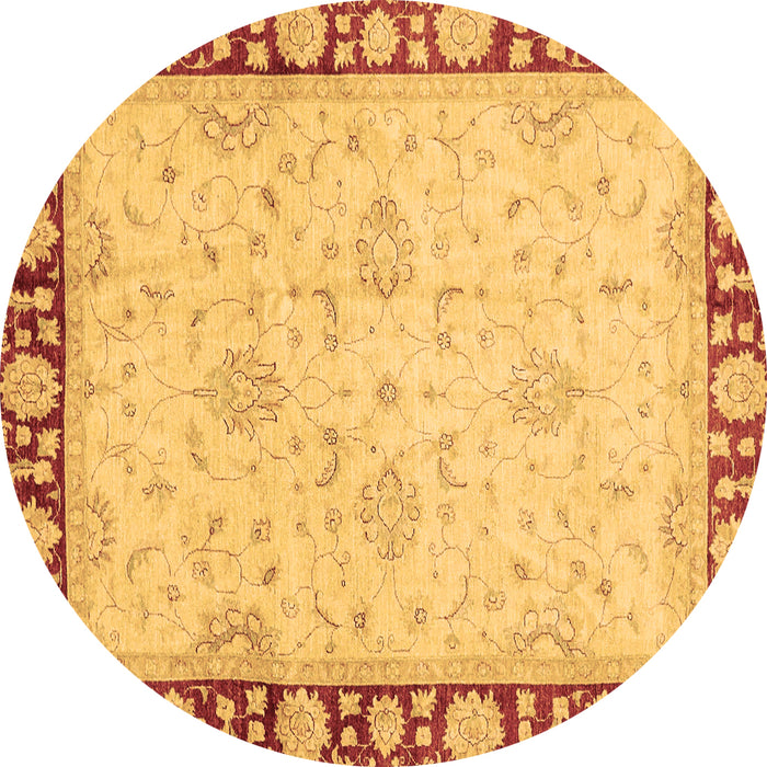 Round Machine Washable Oriental Brown Traditional Rug, wshabs738brn