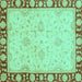 Square Machine Washable Oriental Turquoise Traditional Area Rugs, wshabs738turq