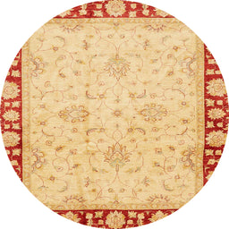 Round Machine Washable Abstract Orange Rug, wshabs738