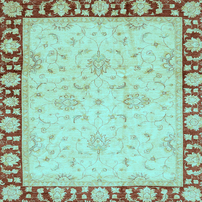 Square Oriental Light Blue Traditional Rug, abs738lblu