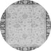 Round Machine Washable Oriental Gray Traditional Rug, wshabs738gry