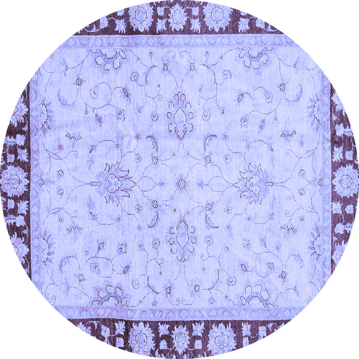 Round Oriental Blue Traditional Rug, abs738blu