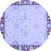 Round Oriental Blue Traditional Rug, abs738blu