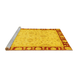 Sideview of Machine Washable Oriental Yellow Traditional Rug, wshabs738yw
