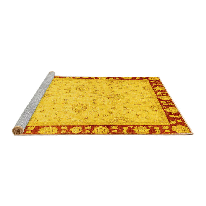 Sideview of Machine Washable Oriental Yellow Traditional Rug, wshabs738yw