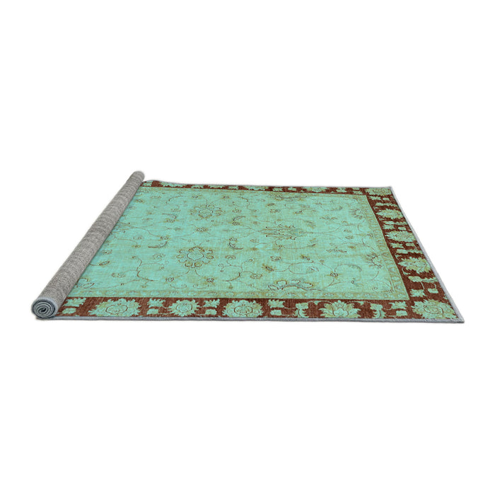 Sideview of Machine Washable Oriental Light Blue Traditional Rug, wshabs738lblu