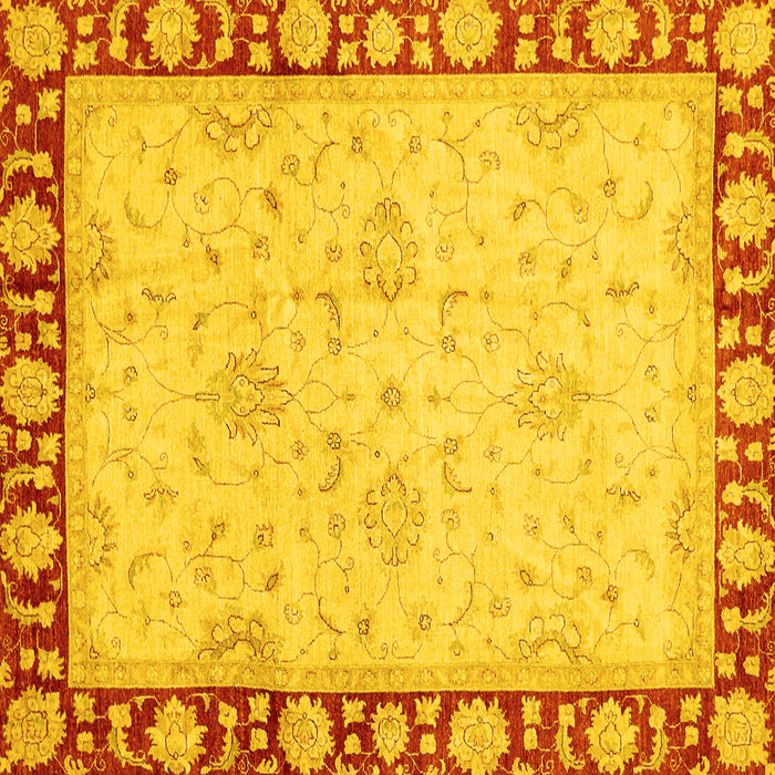 Square Machine Washable Oriental Yellow Traditional Rug, wshabs738yw